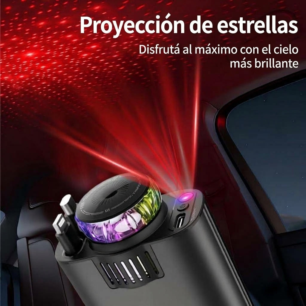 🚗💥 ¡Adiós a los Cables Enredados! Cargador Retráctil 45W con Aromatizante y Luz LED ✨
